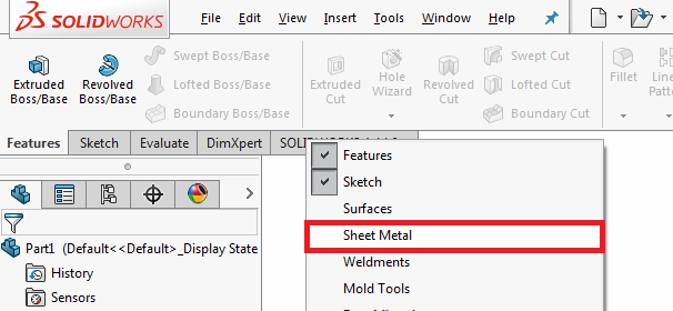 فعال سازی محیط sheet metal